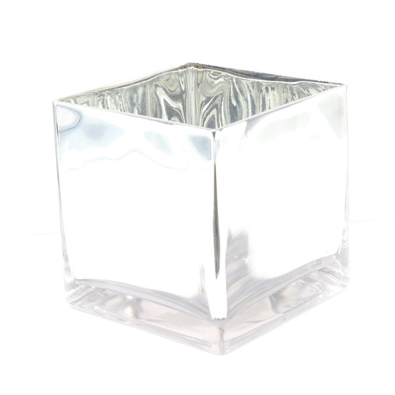 Macie Handmade Glass Table Vase, 6" H x 6" W x 6" D, Silver