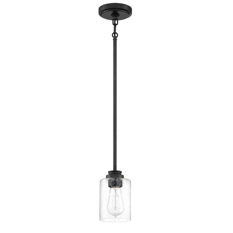Luminaire suspendu cylindrique à 1 lumière , Martelée transparente, Dos plat