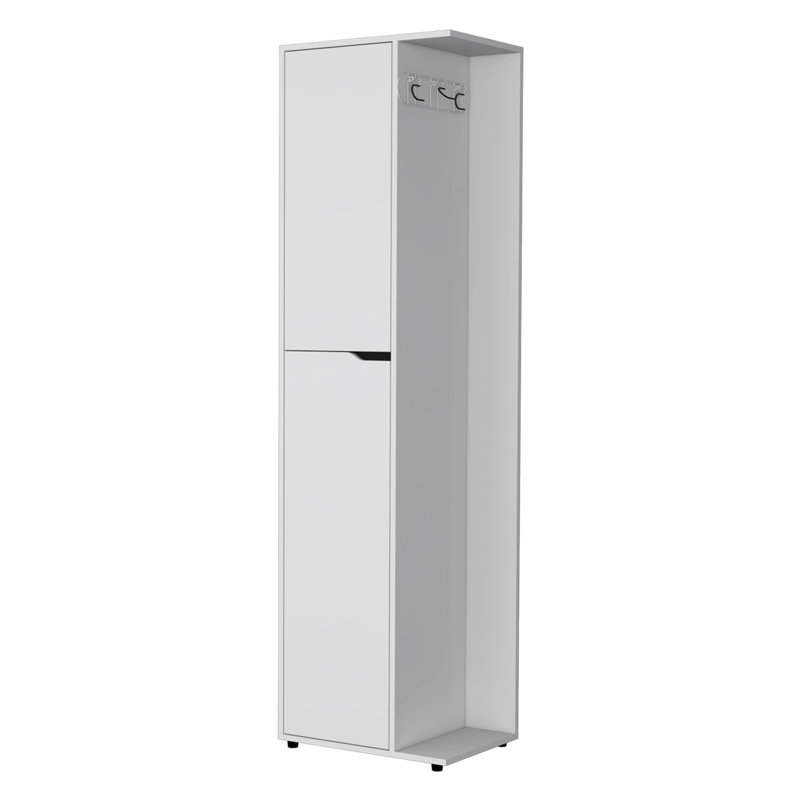 Armoire autoportante blanche avec rangement efficace offrant un design fonctionnel de qualité