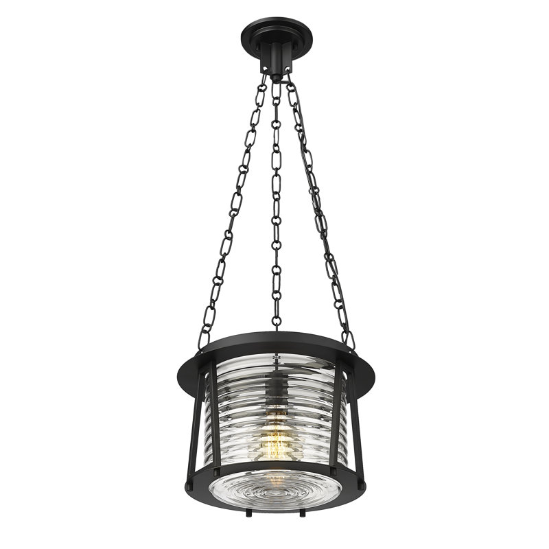 Luminaire suspendu unique à 1 lumière Analicia, Noir mat