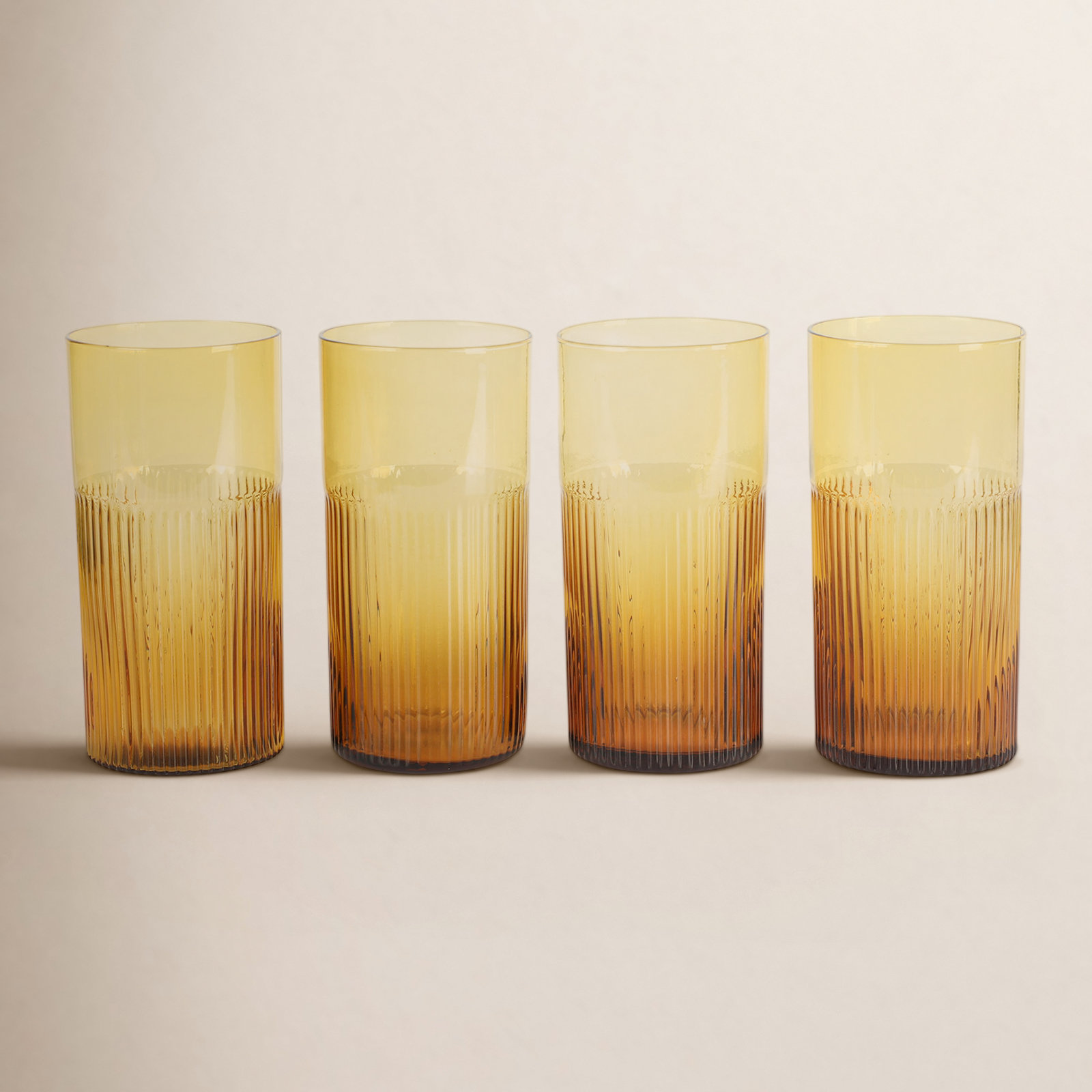 Lyon Sky Ribbed Drinking Glass, Tumeric Yellow