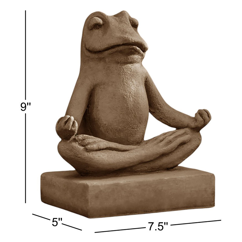 Mini Zen Frog Statue, Aged Limestone