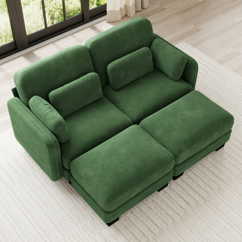 Canapé d'angle à compression, canapé moderne réglable en chenille verte pour la maison