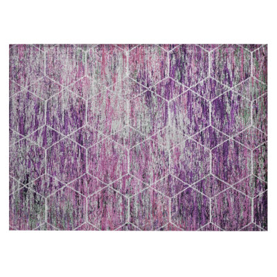 Machine Washable Indoor/Outdoor Xhevrie Purple Rug