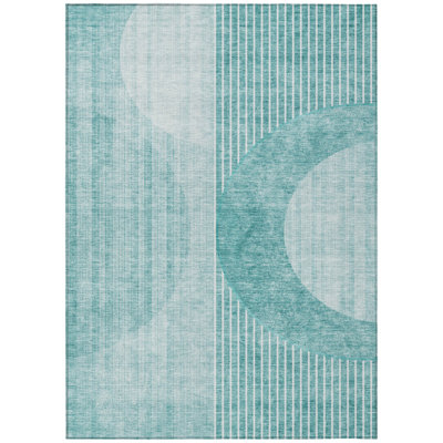 Tapis extérieur bleu sarcelle et turquoise 9 'X 12'