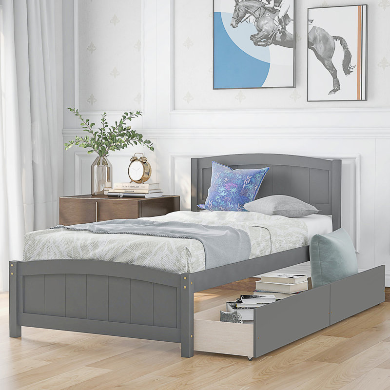 Lit plateforme simple avec deux tiroirs