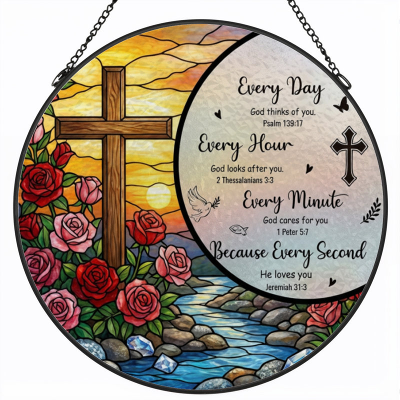 7.8"H Stained Glass Stained Glass Window Panel, 7.8" H x 7.8" W