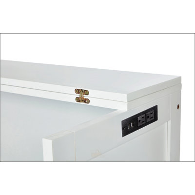 Lit escamotable double avec port USB et tablettes amovibles de chaque côté