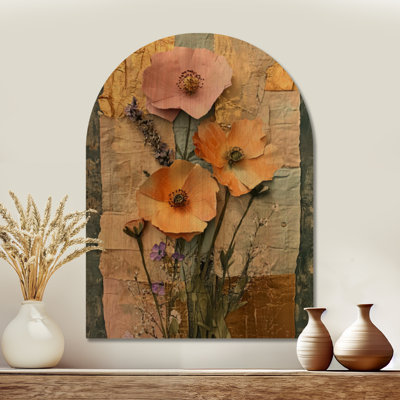 Décoration florale en papier déchiré I - Botanical Wood Arch