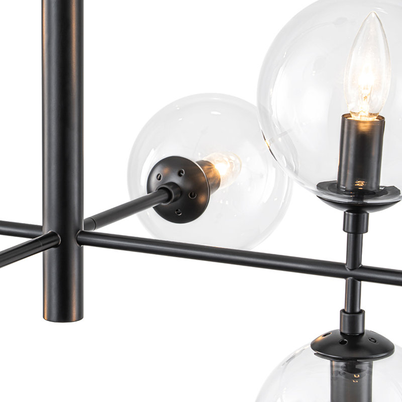Myhia 8 - Light Dimmable Kitchen Island Modern Linear Chandelier, Black, Clear