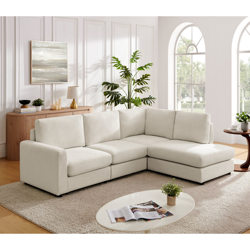 Austin 100" Reversible Modular Corner Sectional Sofa, White