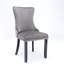 Chaise de salle à manger rembourrée de 2 personnes, revêtement en velours gris, garniture cloutée à surpiqûres, pieds en bois massif, confortables chaises de style moderne Mid-Century pour 2 personnes. Velours. Pieds solides. Dossier haut. Style.-1955823837