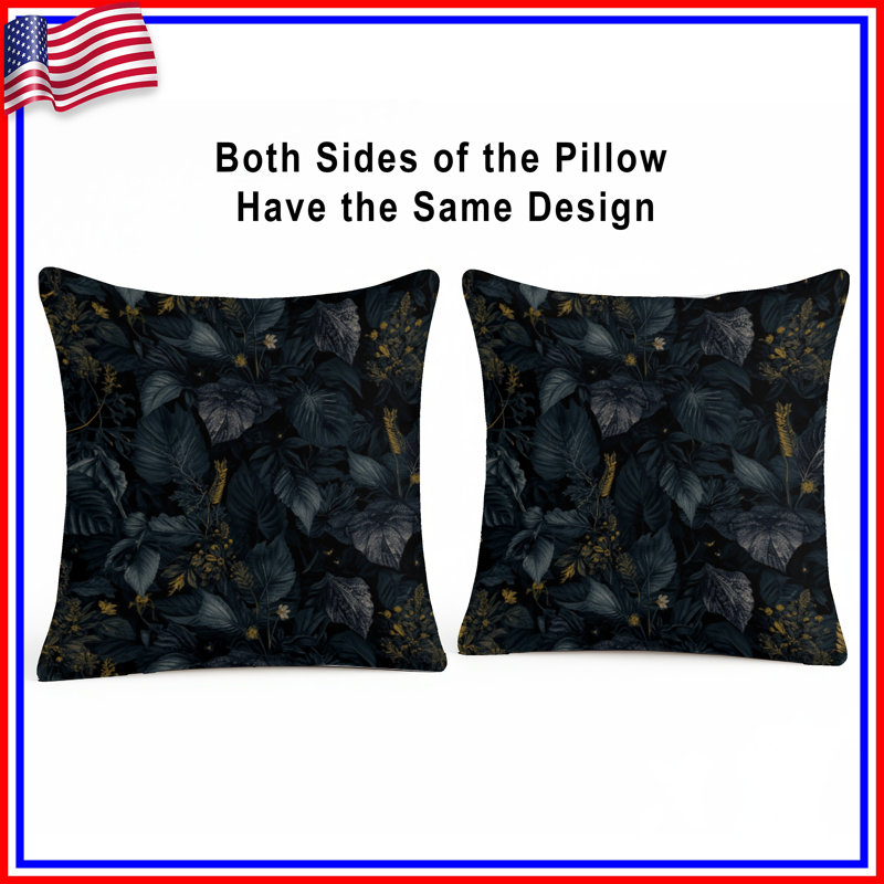 Dark Foliage Pattern Double Sided Throw Pillows, 20 x 20 inches