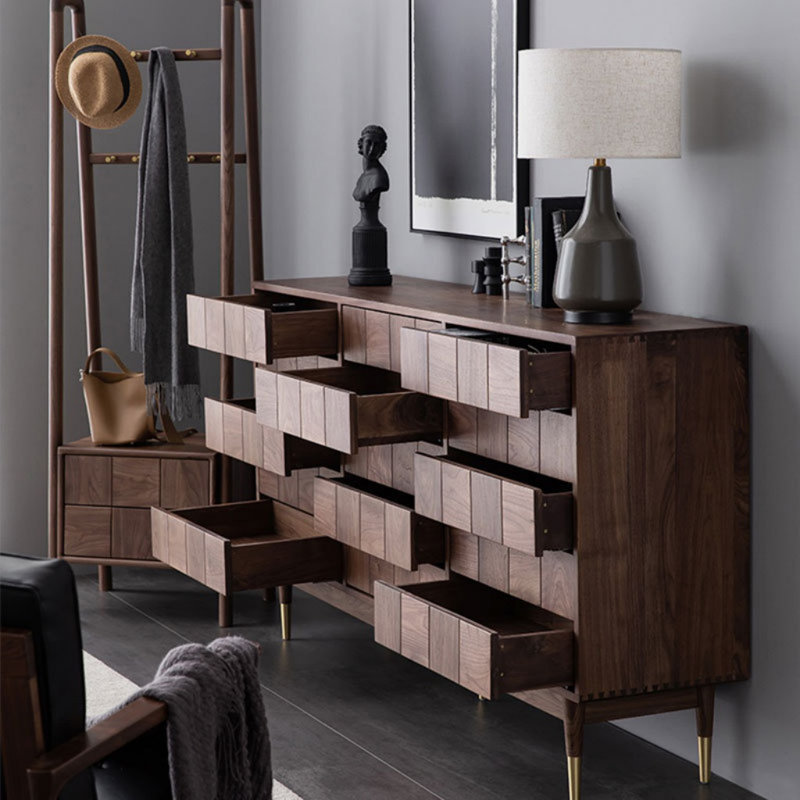 Commode carrée légère de luxe avec tiroirs