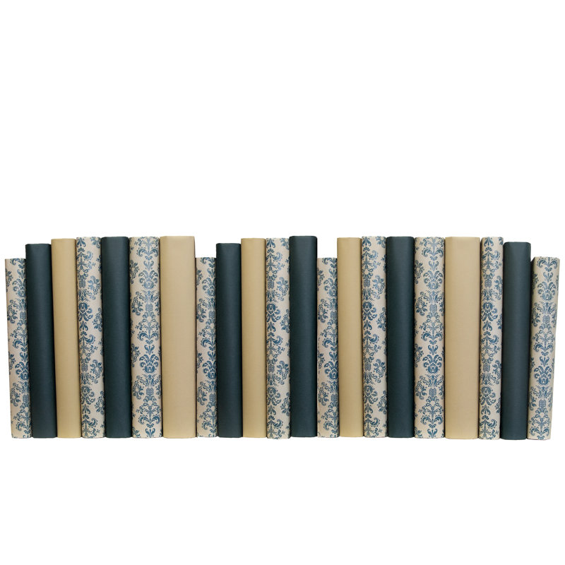 Livres décoratifs forêt - livres sur papier damassé bleu - livres au pied
