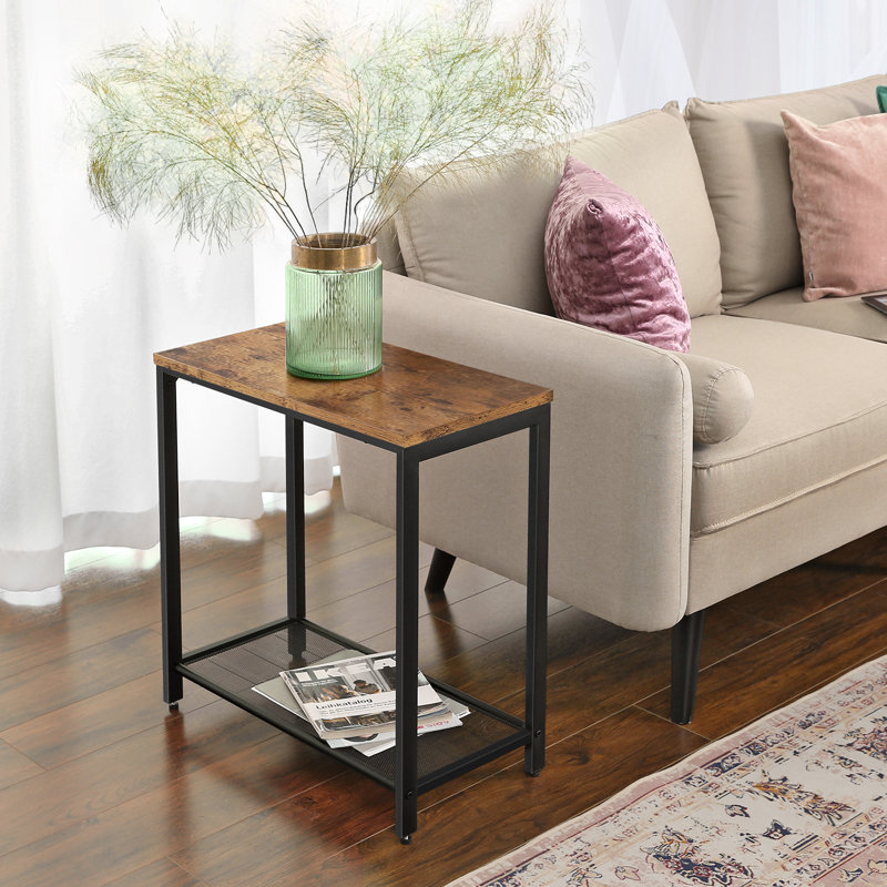 Table de bout en bois manufacturé Fadzai avec base en acier