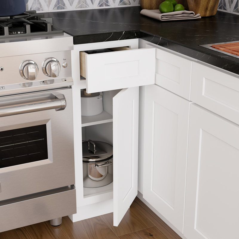 CASAINC Ready-to-Assemble Kitchen Cabinet Base Cabinet, Ivory White, 12"