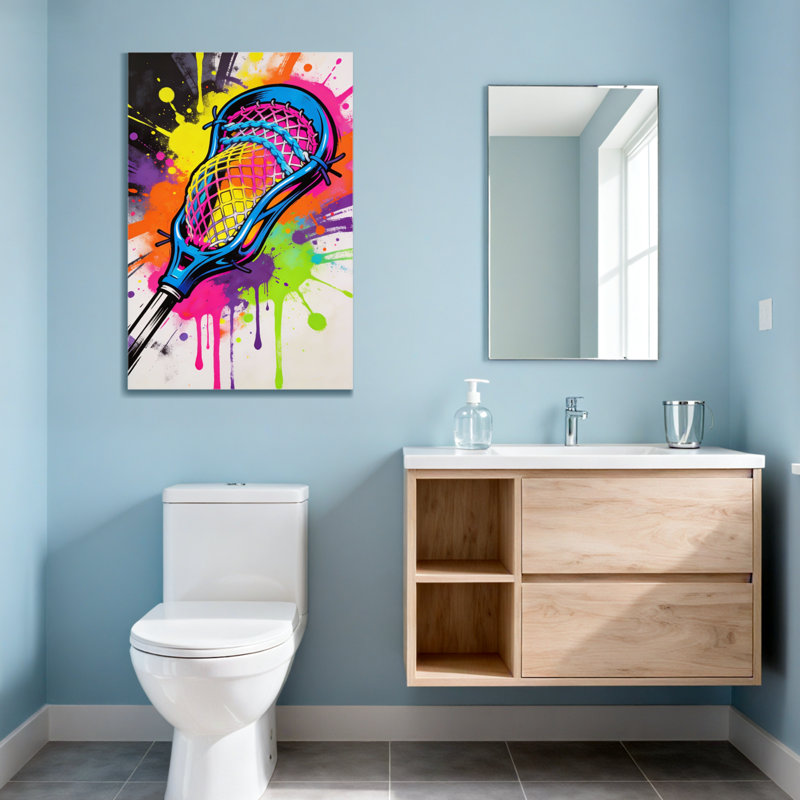 Abstrait bâton de crosse coloré avec éclaboussures de peinture, H 24 po x l 16 po