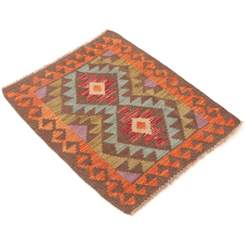 Rectangle 60 cm x 90 cm Wool Hand Woven Kilim Area Rug