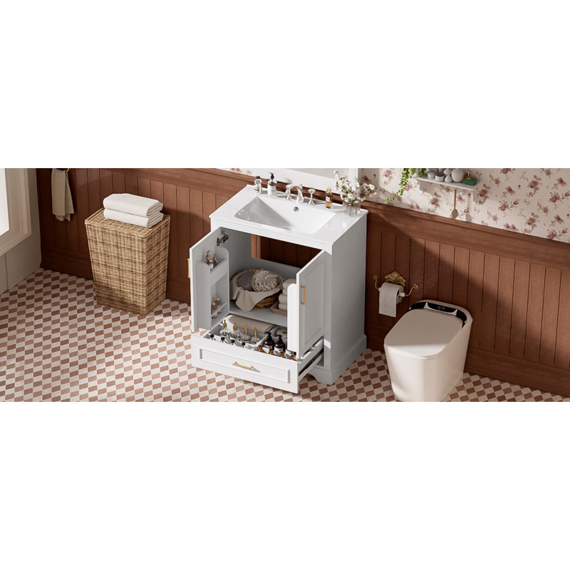 Meuble-lavabo 30 po avec lavabo, Blanc