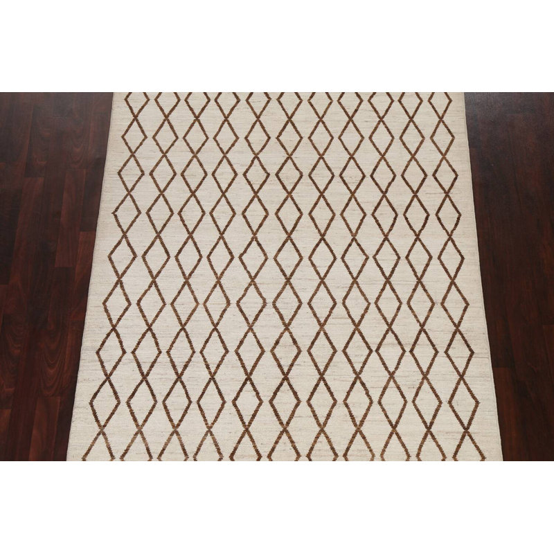 Tapis marocain Trellis noué à la main 5 pi 1 po x 6 pi 7 po