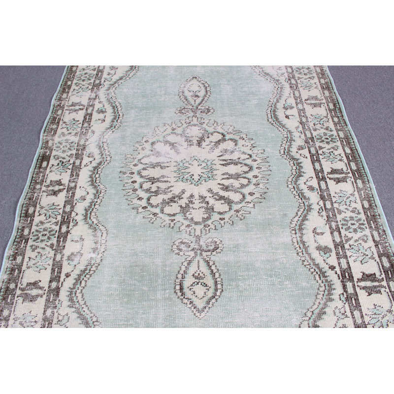 Grand tapis beige Oushak beige avec un design rétro pour la chambre à coucher et le salon