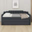 Lit de jour simple rembourré avec lit gigogne et trois tiroirs, canapé-lit, base de lit en bois avec accoudoirs inclinés, aucun sommier nécessaire-1404797764