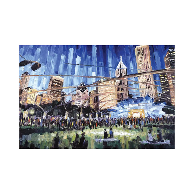 " Millennium Park " by Roger Disney Painting Print, H 12 po x l 18 po x 1,5 po