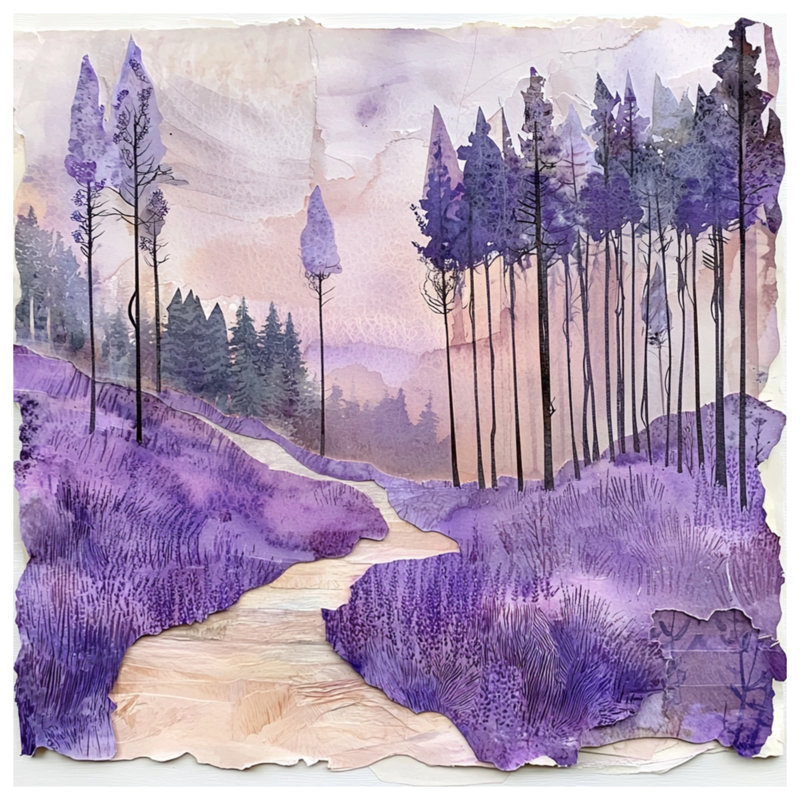 Coussins Lavande Forest Path, 14 x 14 inches