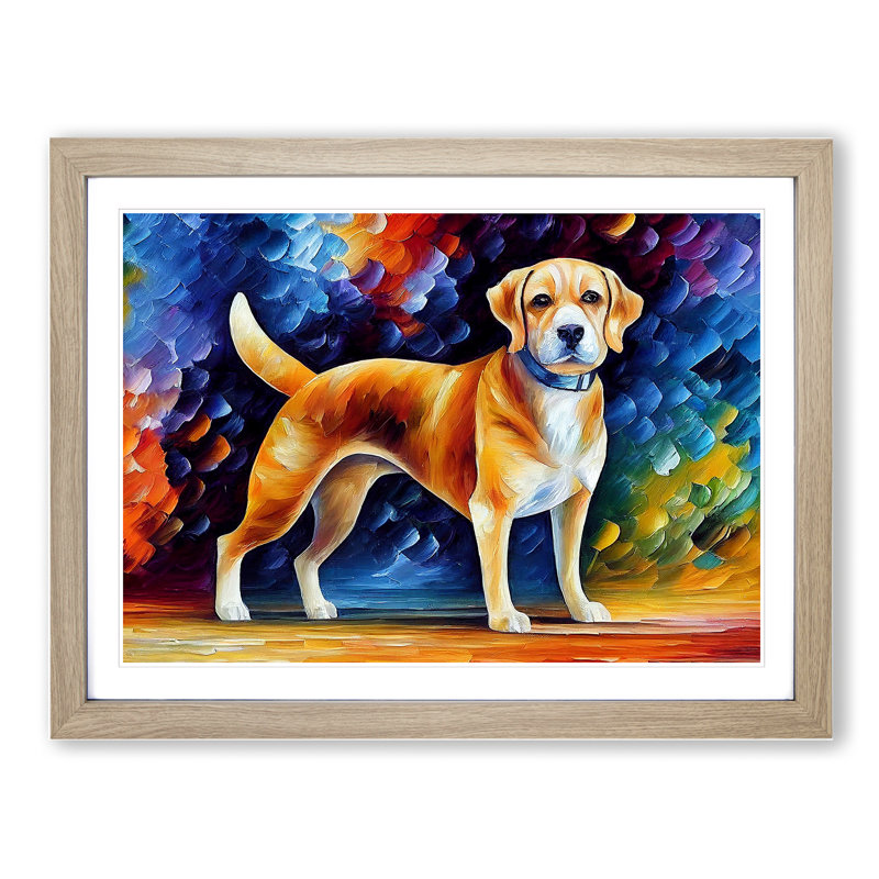 Dog Vol.2 Abstract - Framed Print, 25cm H x 34cm W x 2cm D, Oak