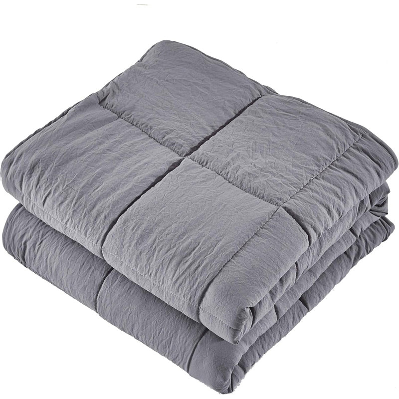 Ensemble de couette en fibres synthÃ©tiques prÃ©lavÃ©es, format simple - Motif chic rÃ©versible - Piquage en carreaux avec 4 pattes aux coins - LÃ©gÃ¨re, pour toutes les saisons - Couette bleue avec 2 taies d'oreiller