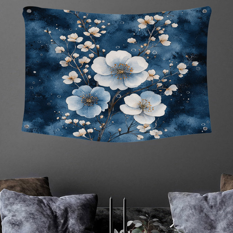 Tapisserie murale «Fleurs de cerisier» - Décoration murale nature, H 88 po x l 104 po