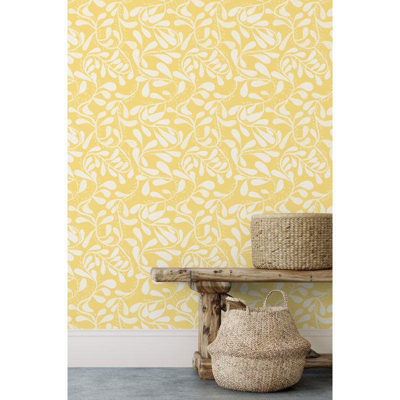 Susan Hable Floral Wallpaper Double Roll, White/Yellow