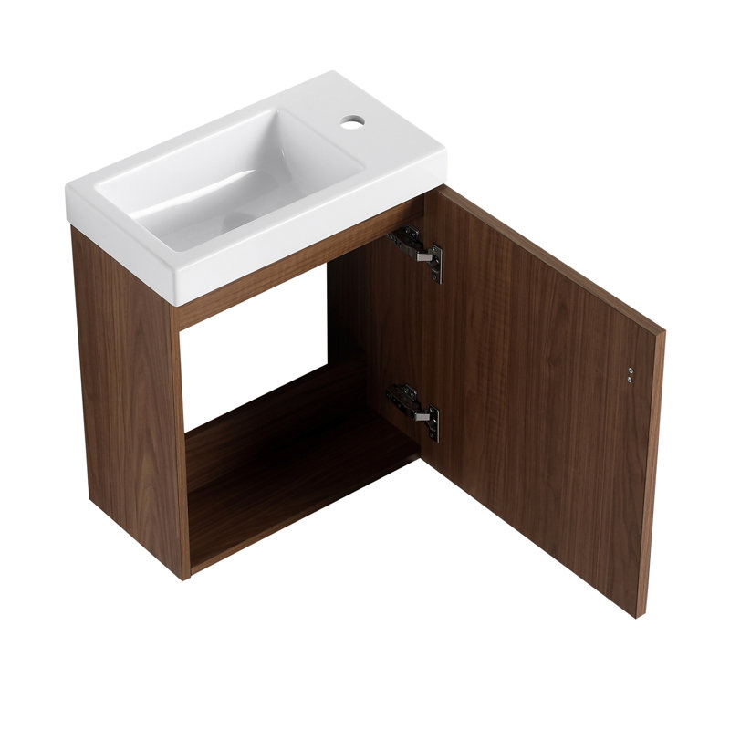 Bathroom Vanity with Top, Natural Walnut