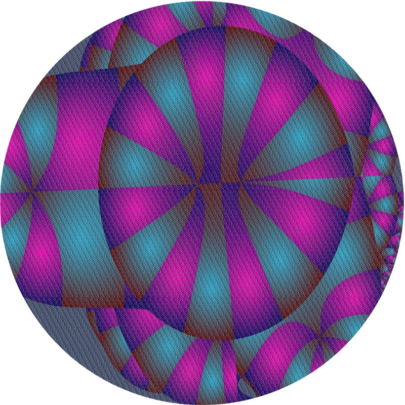 Tapis bleu rose/aqua tissée à la machine, Rond 8 pi