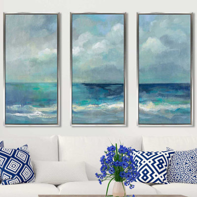 "Nuage et mer", reproduction sur toile flottante 3 pièces
