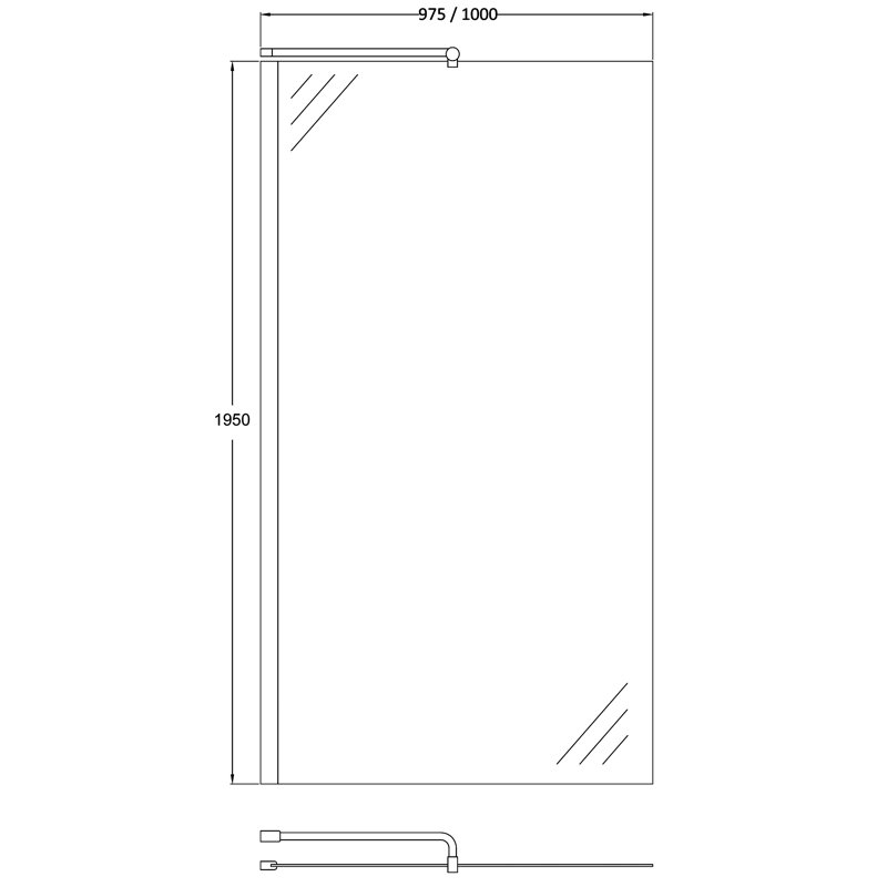 1000 W x 1950 H with Glass