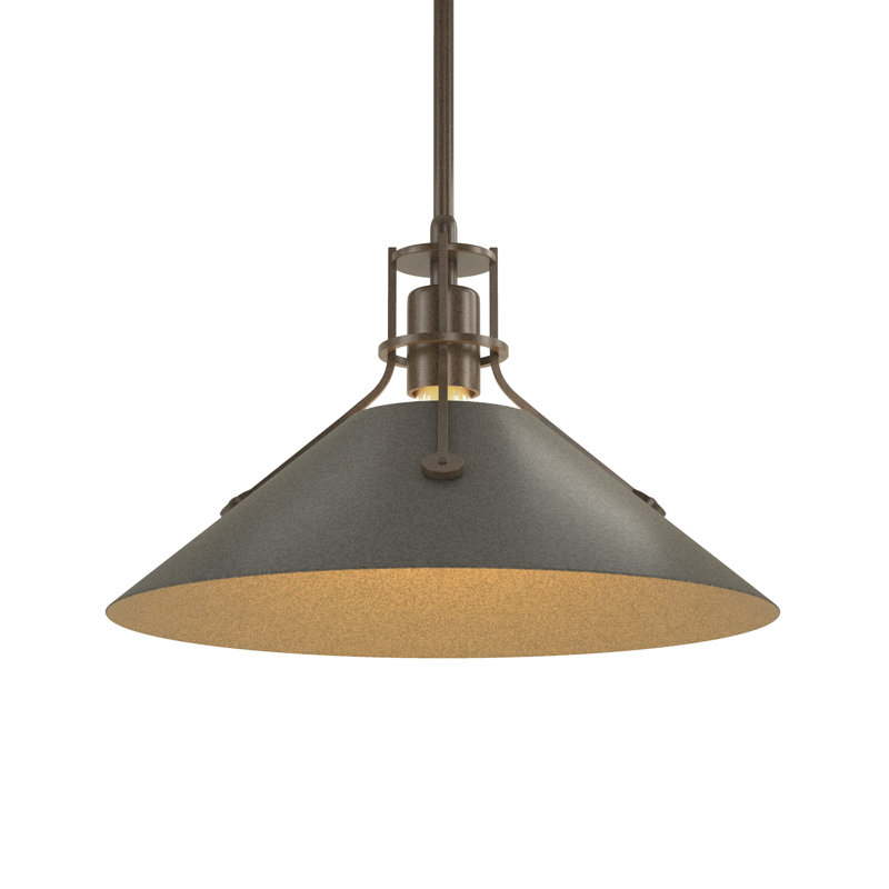 Henry 1 - Light Single Cone Pendant, Bronze, Natural Iron, 56.3'' H X 14.4'' W X 14.4'' D