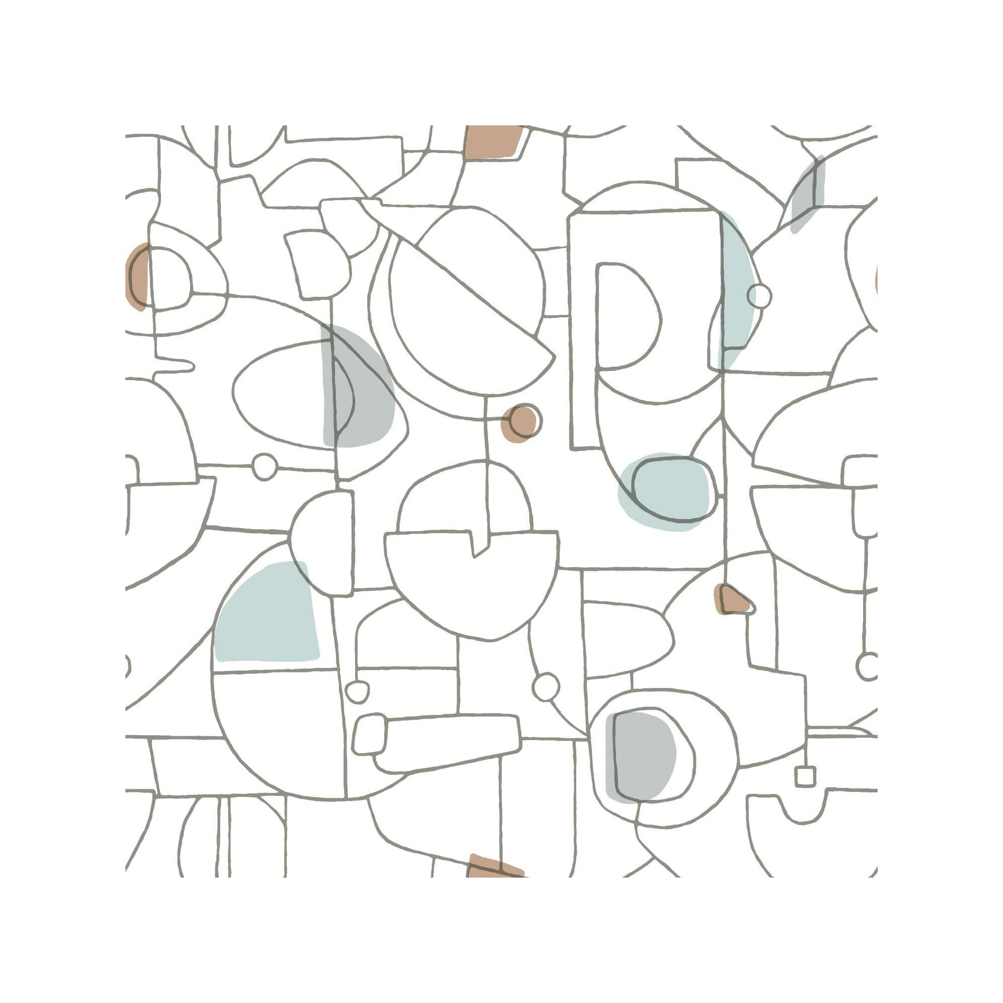 Callie Mid-Century Peel & Stick Geometric Wallpaper, Blue/Brown