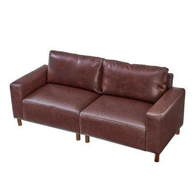 78.5" Big Loveseat for Living Room,Apartment,Upholstered Breathable Faux Leather PU Couch,Loveseat Burgundy