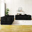 Canapé moderne sans os avec deux coussins décoratifs circulaires, tissu en polyester à poils longs texturé litchi doux pour la peau-1154015542