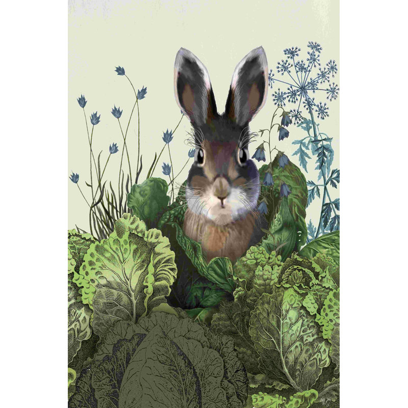 " Cabbage Patch Rabbit 4 " by Fab Funky Painting Print, 18" H x 12" W  