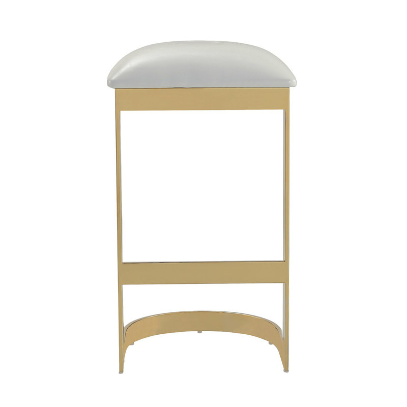Aura Metal Upholstered Barstool, White