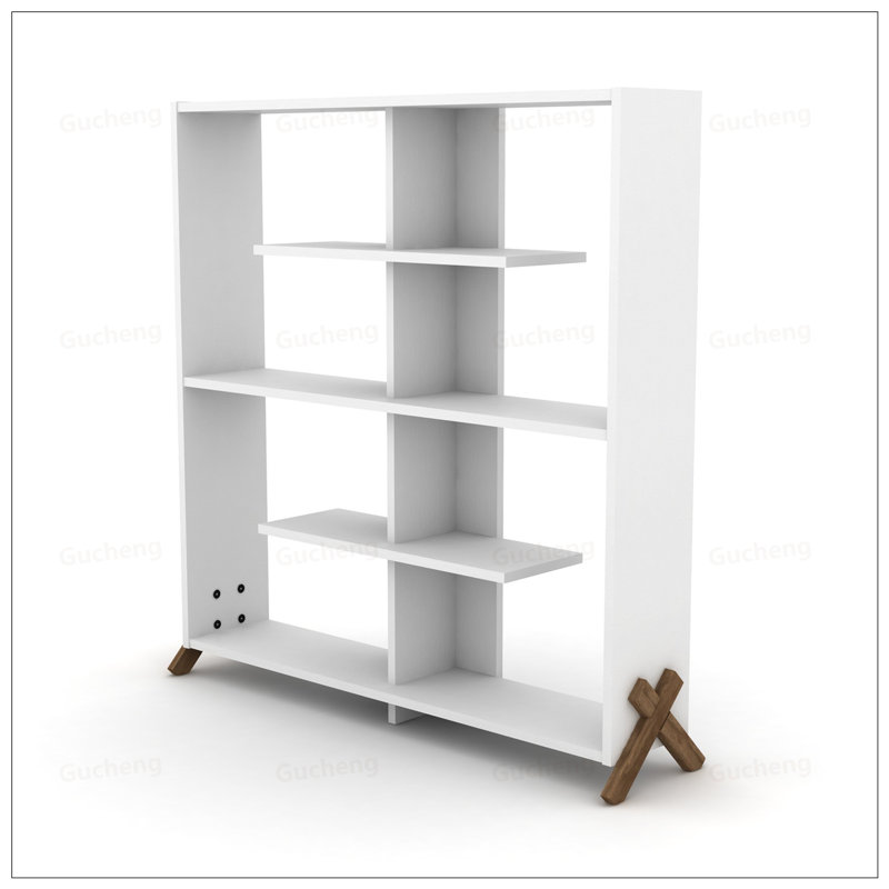 Furnish Home Store Kipp Wood Frame Etagere Open Back 6 Shelves Bookcase, Industrial Design For Office And Living Rooms, Large Organizer
