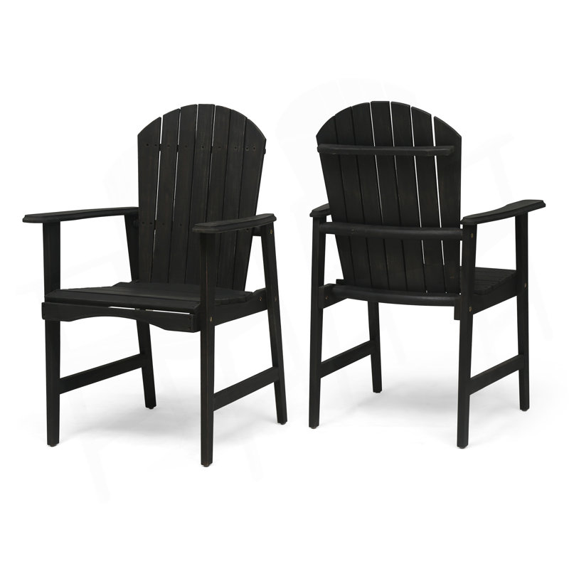 Outdoor Weather Resistant Acacia Wood Adirondack Dining Chairs (Set Of 2), Dark Gray