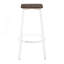 Tabouret de bar carré en métal et bambou grain de bois pressé rétro - ensemble de 2