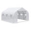Serre de 12 pi x 10 pi avec structure en acier galvanisé Outsunny, porte en filet à fermeture à glissière et 6 fenêtres de ventilation, blanc