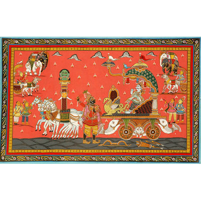 Krishna'S Gita Updesha | Watercolor On Patti | For Wall Décor