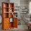 Grande armoire de rangement de style campagnard avec casiers ouverts et tablettes réglables-130596031