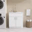 Armoire de meuble-lavabo autoportante moderne avec quincaillerie en nickel brossé 30 po x l 21 po x H 33 po